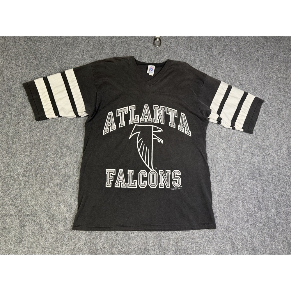 Vintage 1993 Atlanta Falcons Logo 7 V-Neck T-Shirt Size Large NFL USA Made